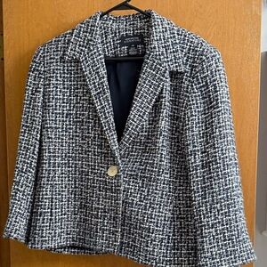 Jones New York Women's Blue and White Tweed Blazer